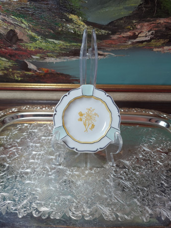 Пепельница винтажная Elfenbein Bavaria с цветочным декором, фарфор, 10,5 x 1,5 см, Германия, 1960-70гг.