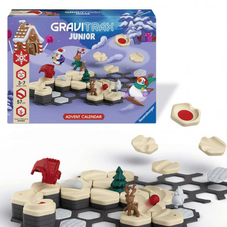 Ravensburger GraviTrax Junior Adventskalender 2026, Starter-Set Pinguin-Abenteuer, 24 Tuerchen, Ravensburger GraviTrax Junior Адвент-календарь 2026 Стартовый набор «Приключение пингвинов» для создания шариковой трассы, 24 окошка