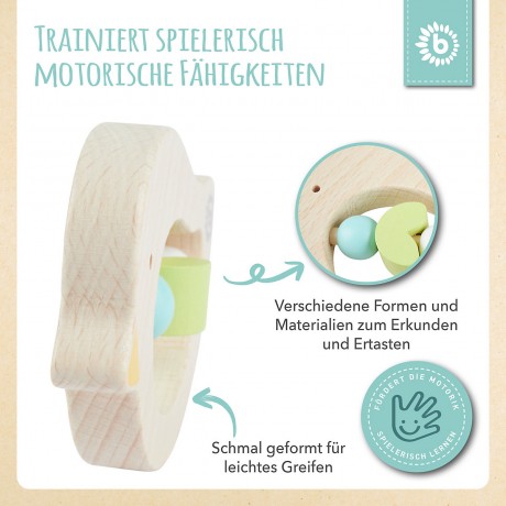 bieco Greifling Baby Beissring Vogel aus Holz Spielzeug mit Holzperlen Zahnungshilfe Beissringe Игрушка-клатч детский прорезыватель для зубов птичка из дерева игрушка с деревянными бусинами прорезыватель для зубов прорезыватель для зубов