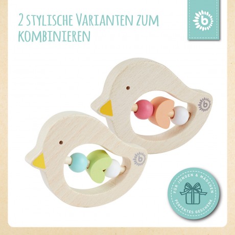 bieco Greifling Baby Beissring Vogel aus Holz Spielzeug mit Holzperlen Zahnungshilfe Beissringe Игрушка-клатч детский прорезыватель для зубов птичка из дерева игрушка с деревянными бусинами прорезыватель для зубов прорезыватель для зубов
