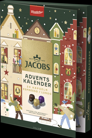 Jacobs Kaffeekapseln Adventskalender 2026 124.8 g, Jacobs кофейный адвент-календарь 2026 с капсулами для Nespresso Original, 24 порции, 124,8 г