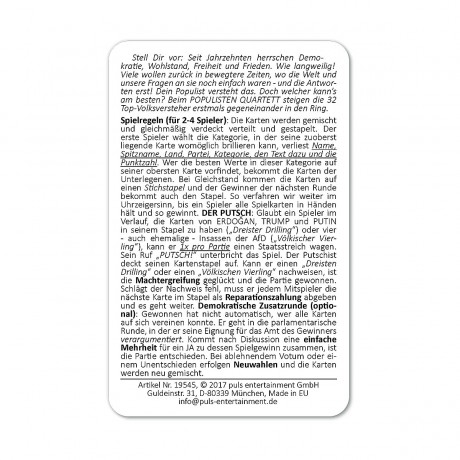 puls entertainment Kartenspiel Populisten Quartett Карточная игра Народнический квартет