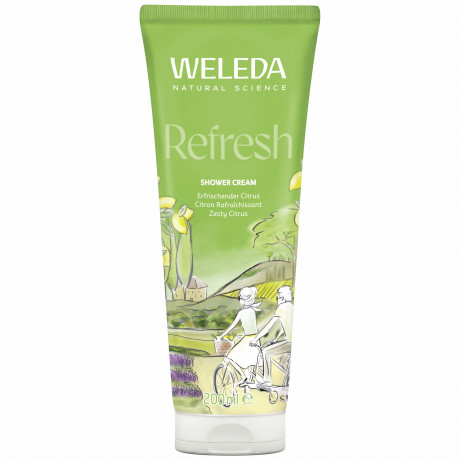 WELEDA CITRUS Refresh Erfrischungsdusche Citrus, 200 ml, Освежающий крем-гель для душа Citrus с лимоном и литсеей кубеба, 200 мл