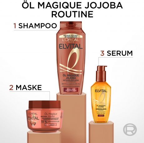 L'Oreal Paris Elvital Oel-Kur Magique Jojoba Haaroel, 100 ml, Ухаживающее масло с жожоба для густых и очень сухих волос, гладкость, мягкость и блеск, 100 мл