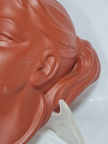 Панно декоративное винтажное Wormser Terra Sigillata / Barbel"Лицо женщины", керамика, 20 х 18 см, Германия, 1970-80гг.