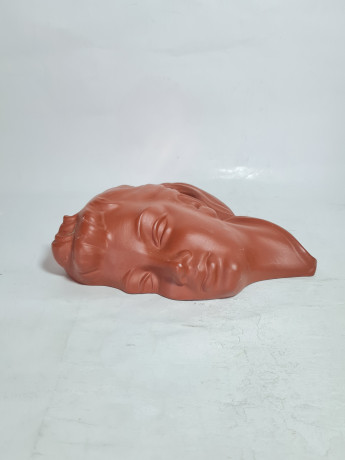 Панно декоративное винтажное Wormser Terra Sigillata / Barbel"Лицо женщины", керамика, 20 х 18 см, Германия, 1970-80гг.