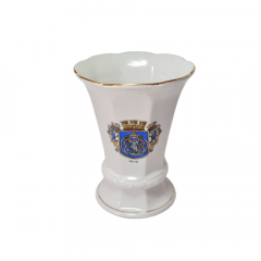 Ваза винтажная малая A.F. Kahla с гербом и позолоченным ободком, фарфор, 12 x 9 см, Германия, 1960-70гг.