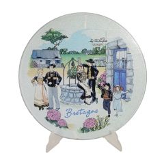 Тарелка декоративная винтажная BEM &quot;Бретань&quot;, декор на стекле, 30 см, Германия, 1980-90гг.