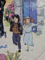 Тарелка декоративная винтажная BEM &quot;Бретань&quot;, декор на стекле, 30 см, Германия, 1980-90гг.