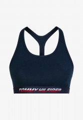 Tommy Hilfiger MID INTENSITY TAPE RACER BRA Medium support sports bra desert sky split logo tape MID INTENSITY TAPE RACER BRA Спортивный бюстгальтер со средней поддержкой лента с разделенным логотипом в пустыне