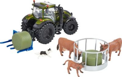 TOMY Traktor Metallic Olivgrun Valtra Spielset mit Zubehor (1:32) Игровой набор Valtra Tractor Metallic Olive Green с аксессуарами (1:32)