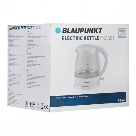 Blaupunkt Blaupunkt Wasserkocher Wasserkocher Blaupunkt EKG301 Weiss Glas Aluminium 1630 W 1 L  Чайник Blaupunkt Чайник Blaupunkt EKG301 белый стекло алюминий 1630 Вт 1 л