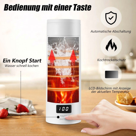 oyajia oyajia Reise-Wasserkocher 300W Reise-Elektrisch-Wasserkocher, 500 ml Tragbarer Mini-Heizbecher, 3 in 1 Mini-Thermobecher 304 Edelstahl-Liner, 230V Teekanne-Heizbecher Дорожный чайник oyajia Дорожный электрический чайник 300 Вт, портативная мини-на