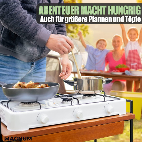 Magnum Wave Magnum Wave Gaskocher MAGNUM Trio 3- Flammiger Campingkocher, (Camping-Set, 1-St., Ideal fur Camping und Angeln), Gaskocher Trio inkl. Gasschlauch Campingkocher  Газовая плита Magnum Wave MAGNUM Trio походная печь с 3 пламенем, (походный набор