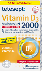 tetesept Vitamin D3 50 mini-tabletten 3 St., Тетесепт Витамин D3 2000 в таблетках, 50 шт х 3 упаковки