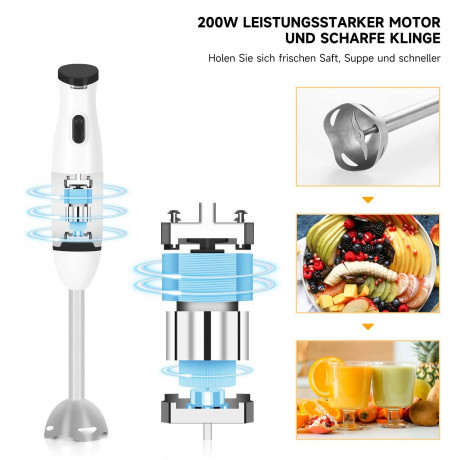 HOMELUX HOMELUX Stabmixer Household Purierstab mit Edelstahl Basis Stabmixer zum Reinigen, 200,00 W, abnehmbar Handmixer Klein und praktisch Blender Ручной блендер HOMELUX, бытовой очищающий стержень с основанием из нержавеющей стали, ручной блендер для