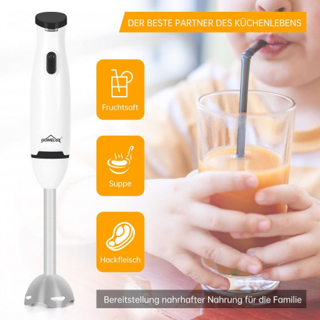 HOMELUX HOMELUX Stabmixer Household Purierstab mit Edelstahl Basis Stabmixer zum Reinigen, 200,00 W, abnehmbar Handmixer Klein und praktisch Blender Ручной блендер HOMELUX, бытовой очищающий стержень с основанием из нержавеющей стали, ручной блендер для