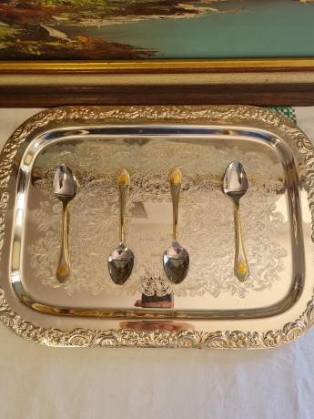 Набор ложек для сахара винтажный Solingen, 4шт х 15см, Германия, 1970-80гг.