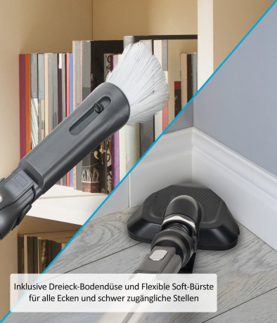 Genius Genius Akku-Handstaubsauger INVICTUS ONE 3.0e Deluxe-Set 22-tlg. Bodenstaubsauger Kabellos, 120,00 W, beutellos HEPA Filter fur Auto Zuhause, 15000 Pa LED Licht Ladestation Soft Textilburste fur Teppich Tierhaar Беспроводной ручной пылесос Genius