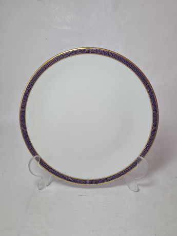 Чайное трио винтажное PMR Jager & Co Bavaria, белый фарфор с золотисто-голубым узором, 9,5 x 7 см / 15 см / 20,5 см, Германия, 1960-70гг.