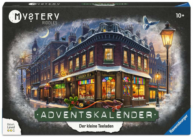 Ravensburger Mystery Adventskalender 2026 Der kleine Teeladen, 24 Raeume und 54 Raetselkarten, Ravensburger Mystery Адвент-календарь 2026 «Маленькая чайная» с 24 комнатами и 54 карточками загадок, на немецком языке