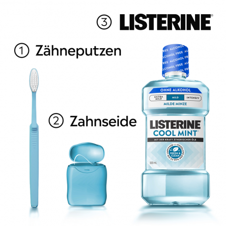 Listerine Mundspuelung Cool Mint Mild Reisegroesse, 80 ml, Listerine ополаскиватель для полости рта Cool Mint Mild без спирта, мягкий мятный вкус, дорожный формат, 80 мл