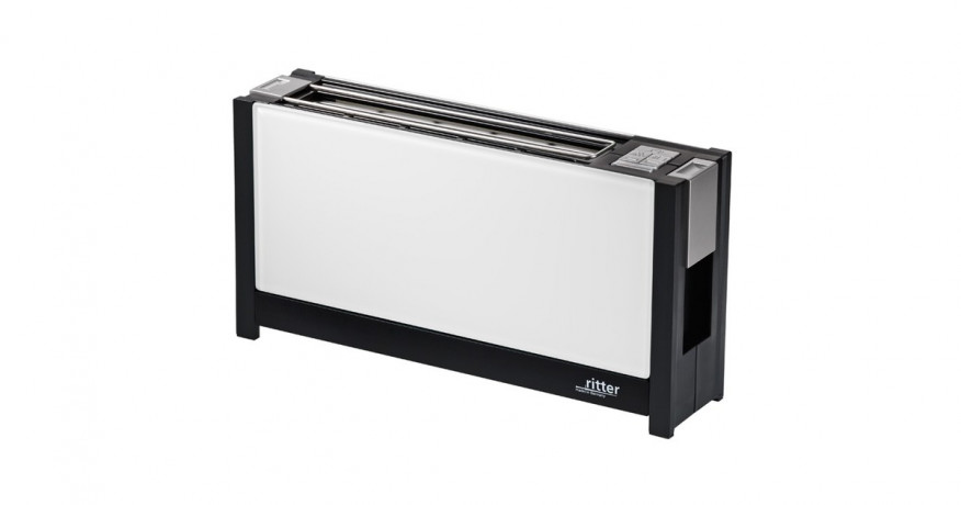ritter ritter Langschlitz-Toaster volcano 5 weiss/schwarz, 950 Watt, fur 2 Scheiben Toast weiss/schwarz Тостер Ritter Volcano 5 с длинными слотами, белый/черный, 950 Вт, на 2 ломтика тостов