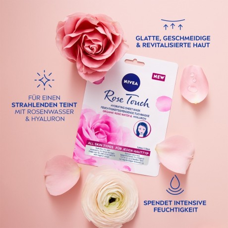 Nivea Rose Touch Hydrating Feuchtigkeitsspendende Tuchmaske  Rose Touch Hydrating Увлажняющая тканевая маска