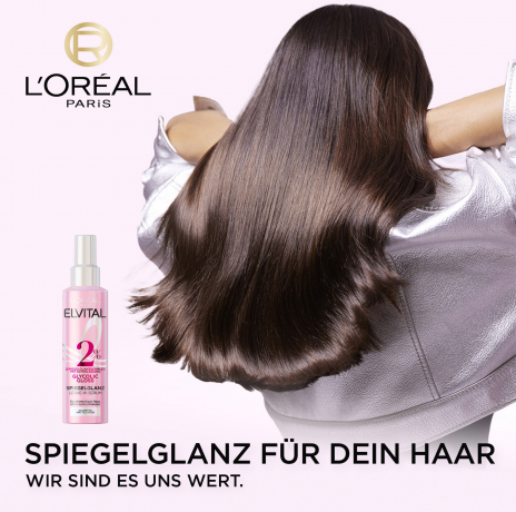 L'Oreal Paris Elvital Glycolic Gloss Spiegelglanz Leave-in Serum, 150 ml, Несмываемая сыворотка для зеркального блеска волос, термозащита до 230°C и контроль пушения до 24 часов, 150 мл