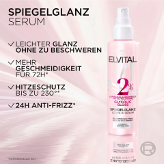 L'Oreal Paris Elvital Glycolic Gloss Spiegelglanz Leave-in Serum, 150 ml, Несмываемая сыворотка для зеркального блеска волос, термозащита до 230°C и контроль пушения до 24 часов, 150 мл