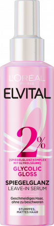 L'Oreal Paris Elvital Glycolic Gloss Spiegelglanz Leave-in Serum, 150 ml, Несмываемая сыворотка для зеркального блеска волос, термозащита до 230°C и контроль пушения до 24 часов, 150 мл