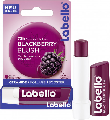 Labello Blackberry Blush, Оттеночный бальзам для губ с маслом ши и церамидами для питания и защиты от сухости, аромат ежевики, 4,8 г