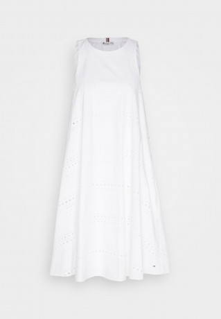Tommy Hilfiger POPLIN KNEE DRESS Day dress optic white ПЛАТЬЕ ИЗ ПОПЛИНА Повседневное платье оптический белый