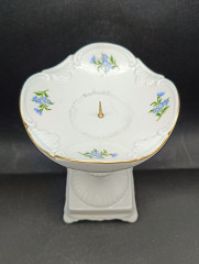 Подсвечник винтажный Lichte &quot;Незабудки&quot; в пастельных тонах, с позолотой, костяной фарфор, 19 х 13 см, Германия, 1970-80гг.