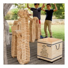 KAPLA KAPLA Holzplattchen im Kasten mit Tragegriffen und Radern Деревянные тарелки KAPLA в ящике с ручками для переноски и колесиками