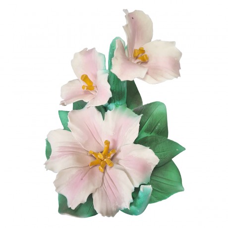 Статуэтка винтажная Capodimonte "Розовые цветы" среднего размера, фарфор, 15 х 15 см, Италия, 1960-70гг.