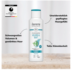 lavera Volumen &amp; Kraft Shampoo, Шампунь для объема и силы с органическим бамбуком и органическими водорослями для большей пышности и упругости тонких волос, 250мл