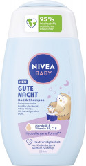 NIVEA BABY Gute Nacht Bad &amp; Shampoo, 200 ml, Нивеа Детский шампунь и гель для купания, миндальное масло, без слёз, расслабляющий, 200 мл