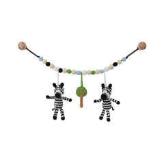 SindiBaba® Kinderwagenkette Zebra STRIPEY gehakelt mit Rasseln Коляска-цепочка зебра ПОЛОСКА связана крючком с погремушками