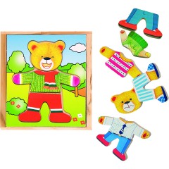Woodyland Holzspielzeug Dress up Bar Teddy \/ Legespiel Деревянная игрушка Dress up Bar Teddy/пазл