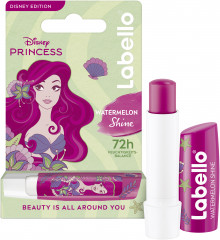 Labello Disney Princess Ariel Watermelon Shine, Бальзам для губ коллекция Дисней Принцесса Ариэль, с маслом ши и церамидами для питания и защиты от сухости, аромат арбуза, 4,8 г