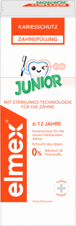 elmex Mundspuelung Kariesschutz Junior, 6-12 Jahren, 400 ml, Детский ополаскиватель Junior Kariesschutz с фторидом и мягким мятным вкусом, 6–12 лет, 400 мл