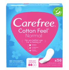 Carefree Slipeinlage Cotton Feel Normal 56 St, Прокладки ежедневные Cotton Normal 56 шт, 3 упаковки (168 шт)