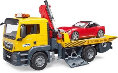 Bruder 03750 MAN TGS Abschlepp-LKW mit Roadster und L+S Module Эвакуатор 03750 MAN TGS с родстером и модулями L+S