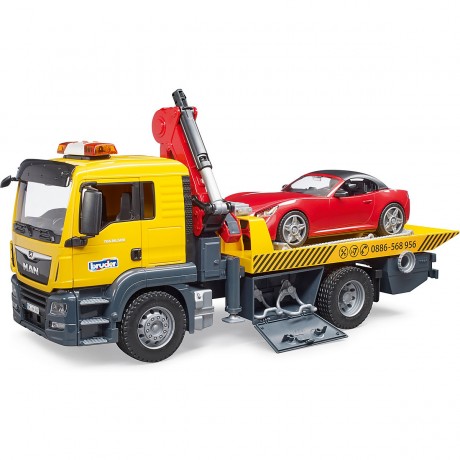 Bruder 03750 MAN TGS Abschlepp-LKW mit Roadster und L+S Module Эвакуатор 03750 MAN TGS с родстером и модулями L+S