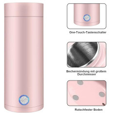 Yoyaxi Yoyaxi Reise-Wasserkocher Tragbarer Wasserkocher, Reisen, 400-ml-Thermobecher-Heisswasser-Tee-Kaffee-Heizgerat Rosa Дорожный чайник Yoyaxi, портативный чайник для путешествий, 400 мл, термокружка, нагреватель для горячей воды, чая, кофе