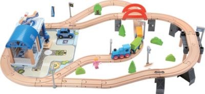 Bino Holzeisenbahn mit Brucke Деревянный поезд с мостом