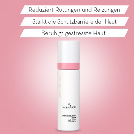 JEAN D'ARCEL creme douceur riche SENSITIVE 24h Creme reduziert Rotungen und Reizungen creme douceur riche SENSITIVE 24-часовой крем уменьшает покраснение и раздражение