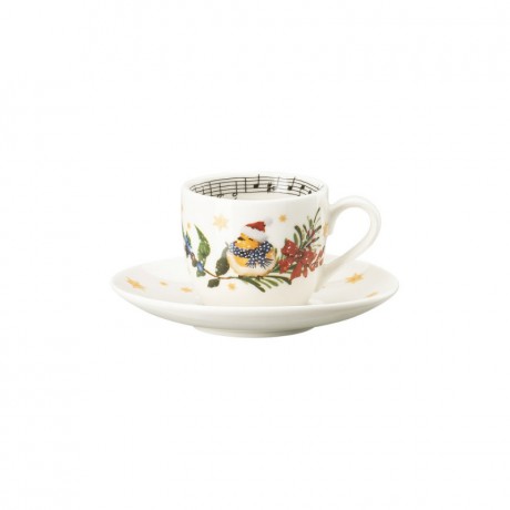 Hutschenreuther Hutschenreuther Sammelserie Weihnachtslied 2022 Set 2-tlg. Espressotasse 0,08 L mit Untertasse 12 cm 'Leise rieselt der Schnee' Hutschenreuther Collection Series Christmas Carol 2022 Set 2 pcs. Чашка для эспрессо 0,08 л с блюдцем 12 см "Ти