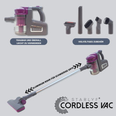 Starlyf Starlyf Akku-Hand-und Stielstaubsauger Cordless Vac, beutellos, ohne Beutel, 30.000 U/min., 22 Volt Lithium Ionen Akku mit Saugrohr  Беспроводной ручной пылесос Starlyf Cordless Vac, без мешка, без мешка, 30 000 об/мин, литий-ионный аккумулятор 22